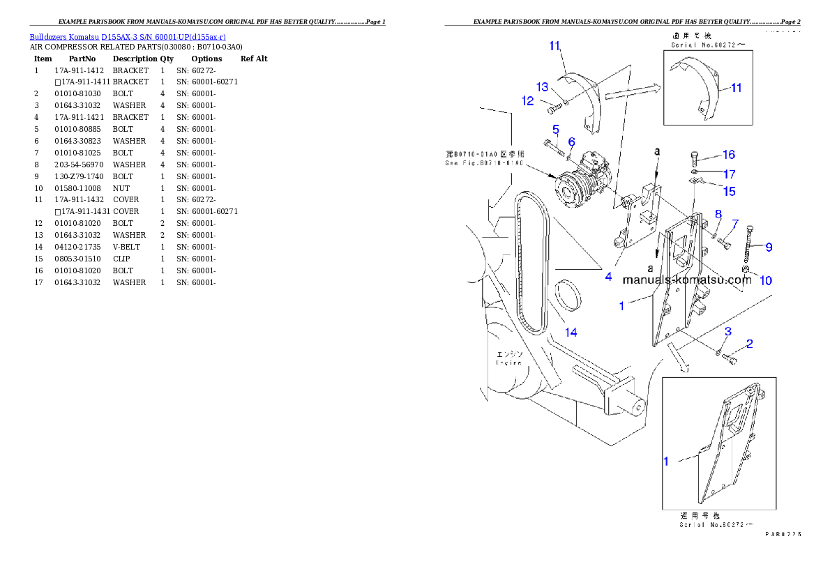 Protected: D155AX-3 S/N 60001-UP Partsbook