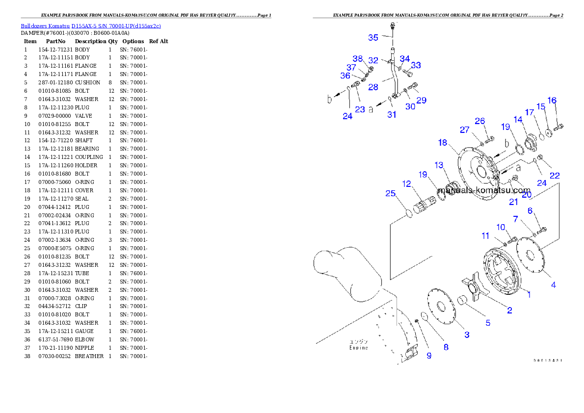 Protected: D155AX-5 S/N 70001-UP Partsbook