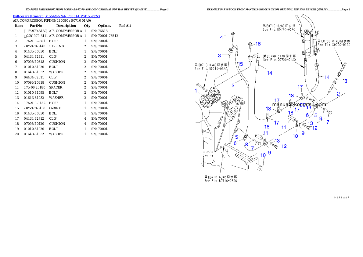 Protected: D155AX-5 S/N 70001-UP Partsbook