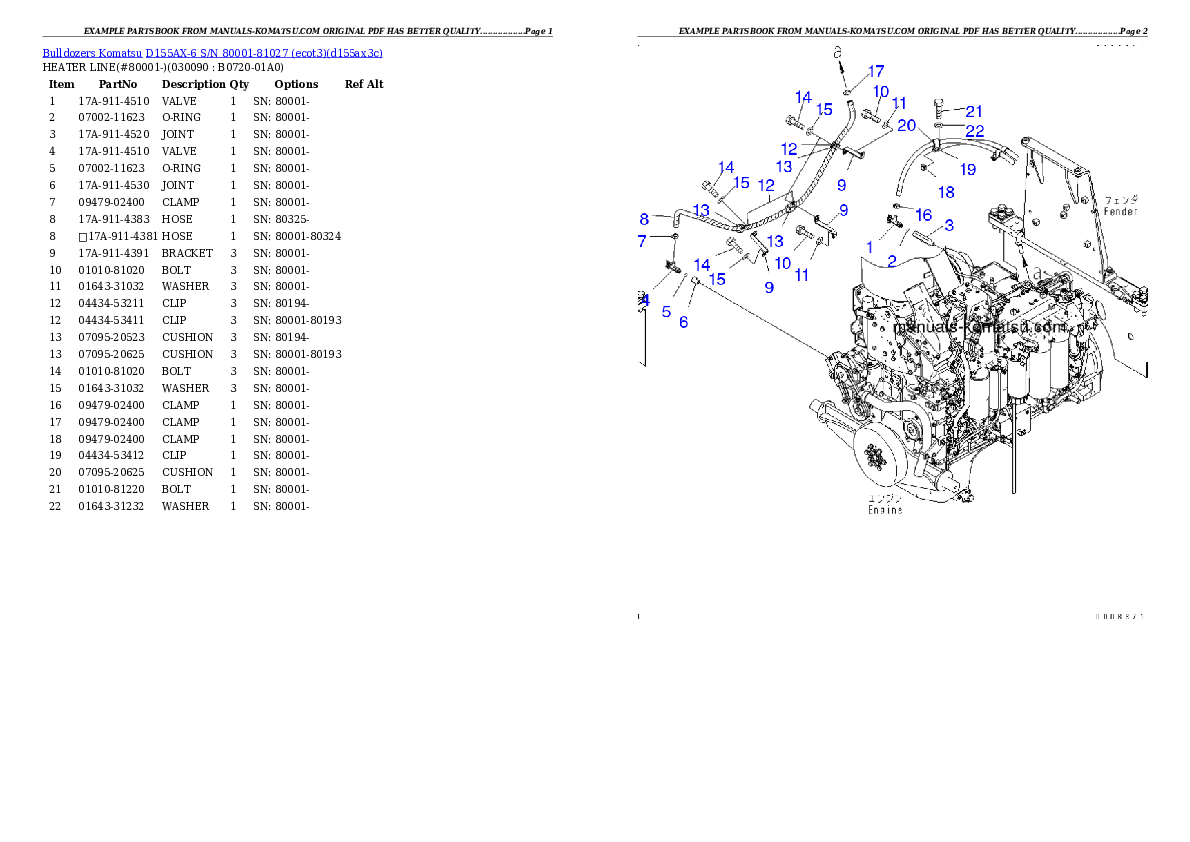 Protected: D155AX-6 S/N 80001-81027 (ecot3) Partsbook