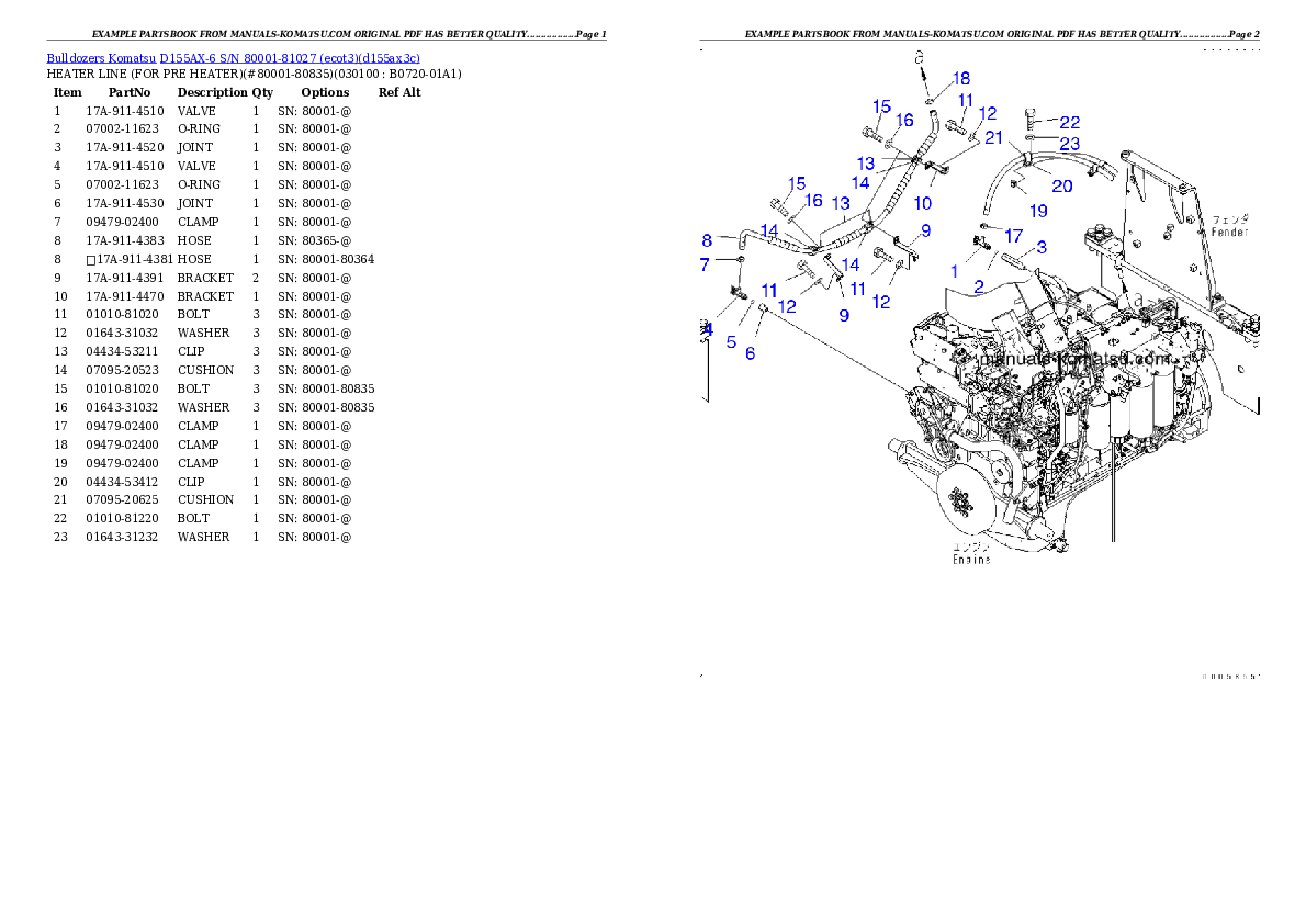 Protected: D155AX-6 S/N 80001-81027 (ecot3) Partsbook