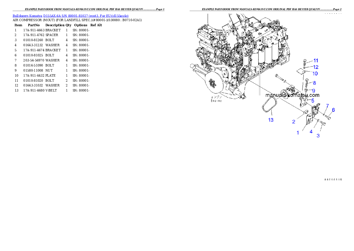 Protected: D155AX-6A S/N 80001-81027 (ecot3, For EU) Partsbook