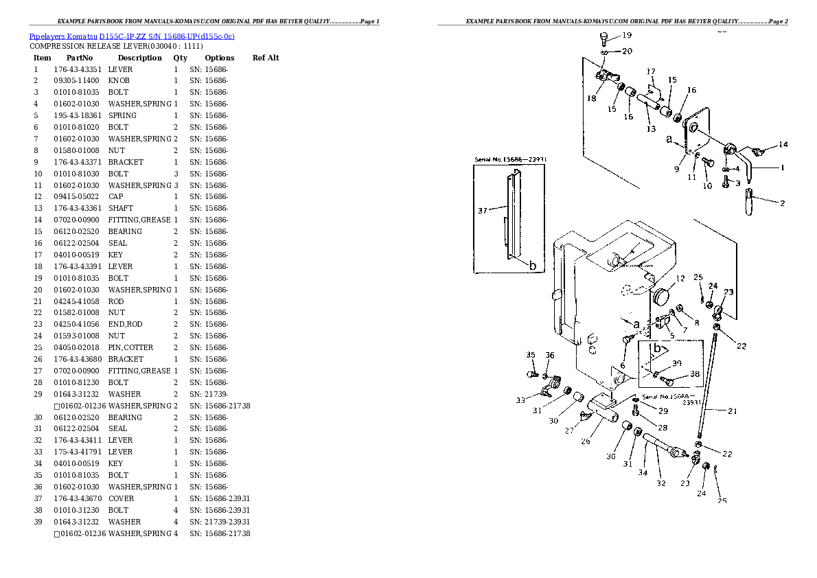 Protected: D155C-1P-ZZ S/N 15686-UP Partsbook
