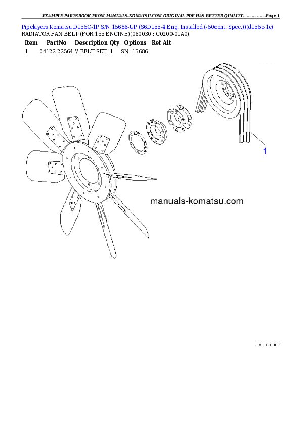 Protected: D155C-1P S/N 15686-UP (S6D155-4 Eng. Installed (-50cent. Spec.)) Partsbook