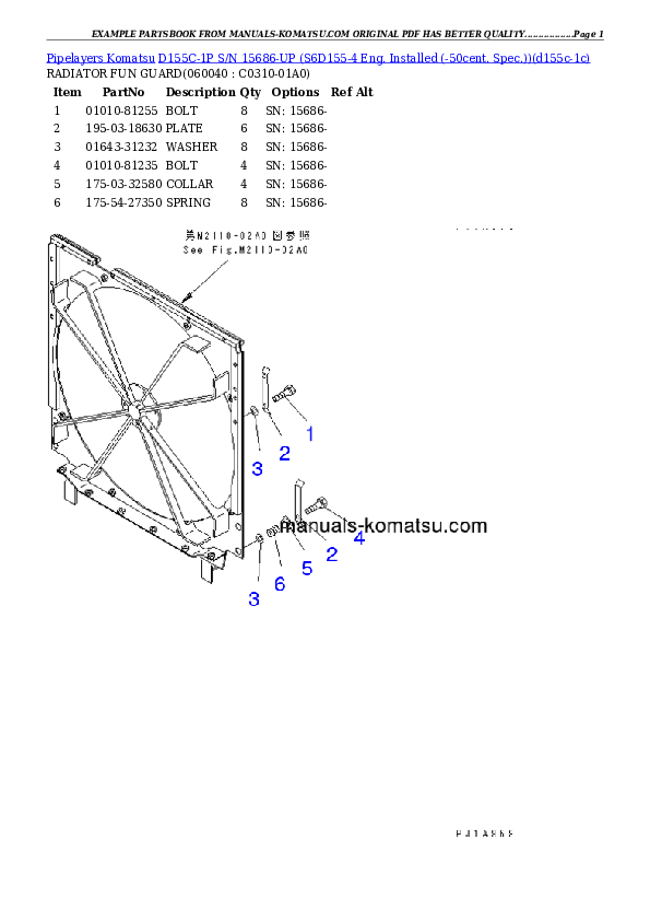 Protected: D155C-1P S/N 15686-UP (S6D155-4 Eng. Installed (-50cent. Spec.)) Partsbook