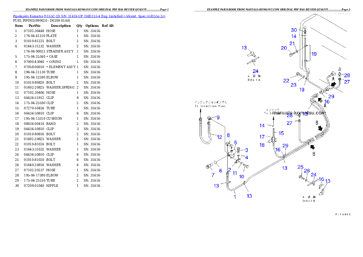Protected: D155C-1D S/N 31416-UP (S6D155-4 Eng. Installed (-50cent. Spec.)) Partsbook