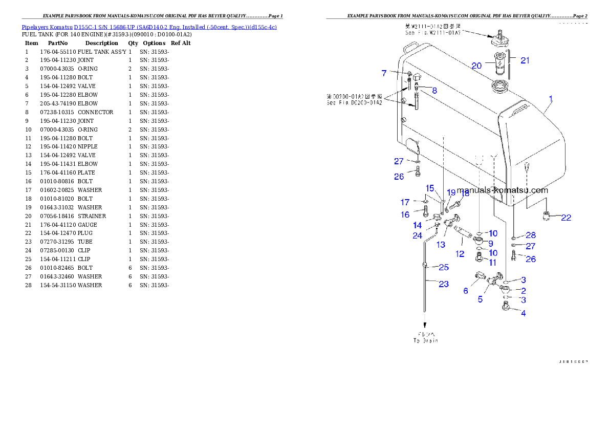 Protected: D155C-1 S/N 15686-UP (SA6D140-2 Eng. Installed (-50cent. Spec.)) Partsbook