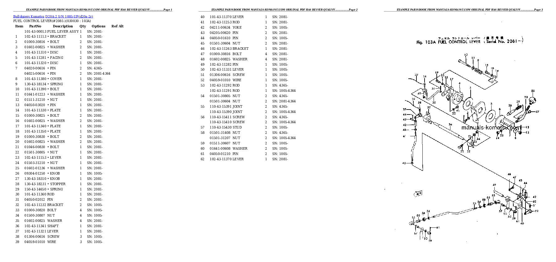 D20A-2 S/N 1005-UP Partsbook