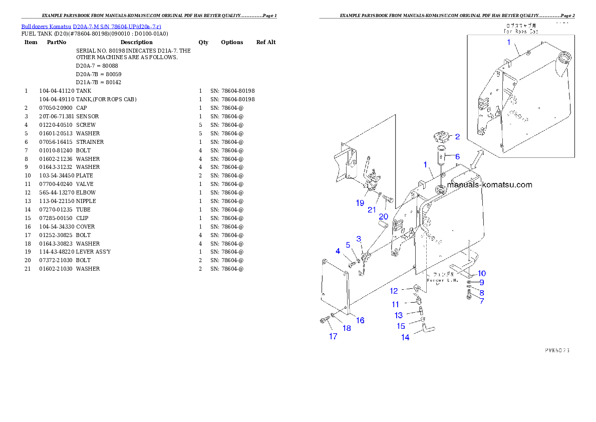 Protected: D20A-7-M S/N 78604-UP Partsbook