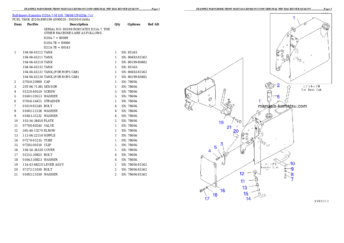 Protected: D20A-7-M S/N 78604-UP Partsbook