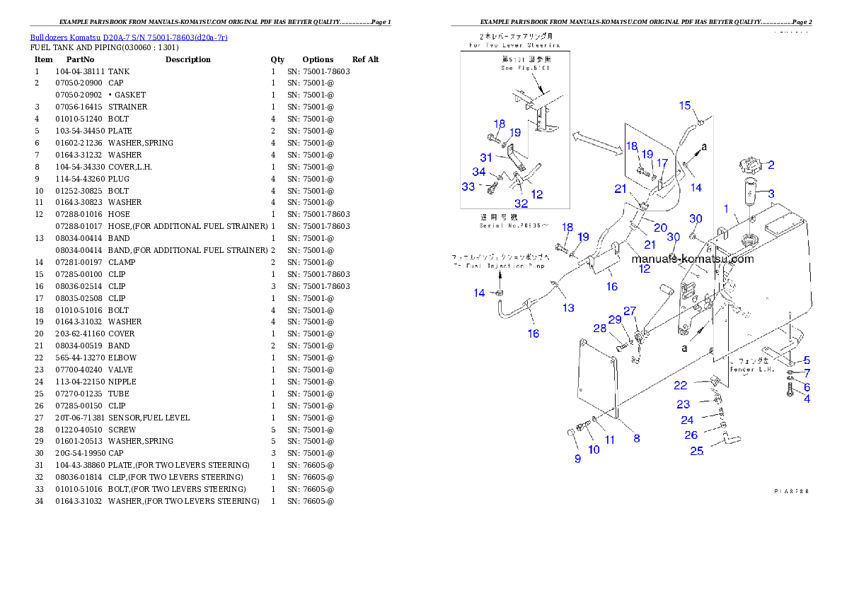 Protected: D20A-7 S/N 75001-78603 Partsbook