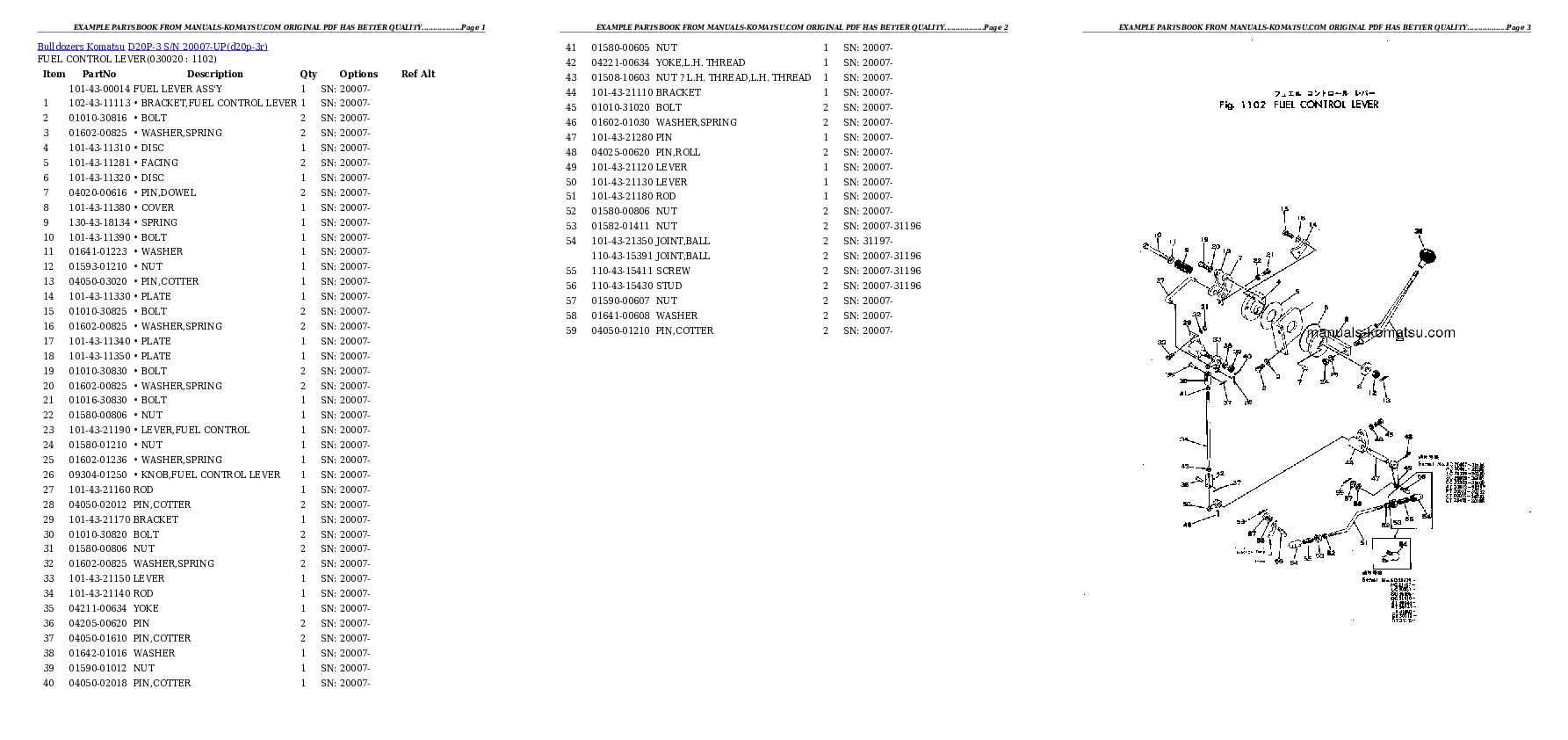 D20P-3 S/N 20007-UP Partsbook