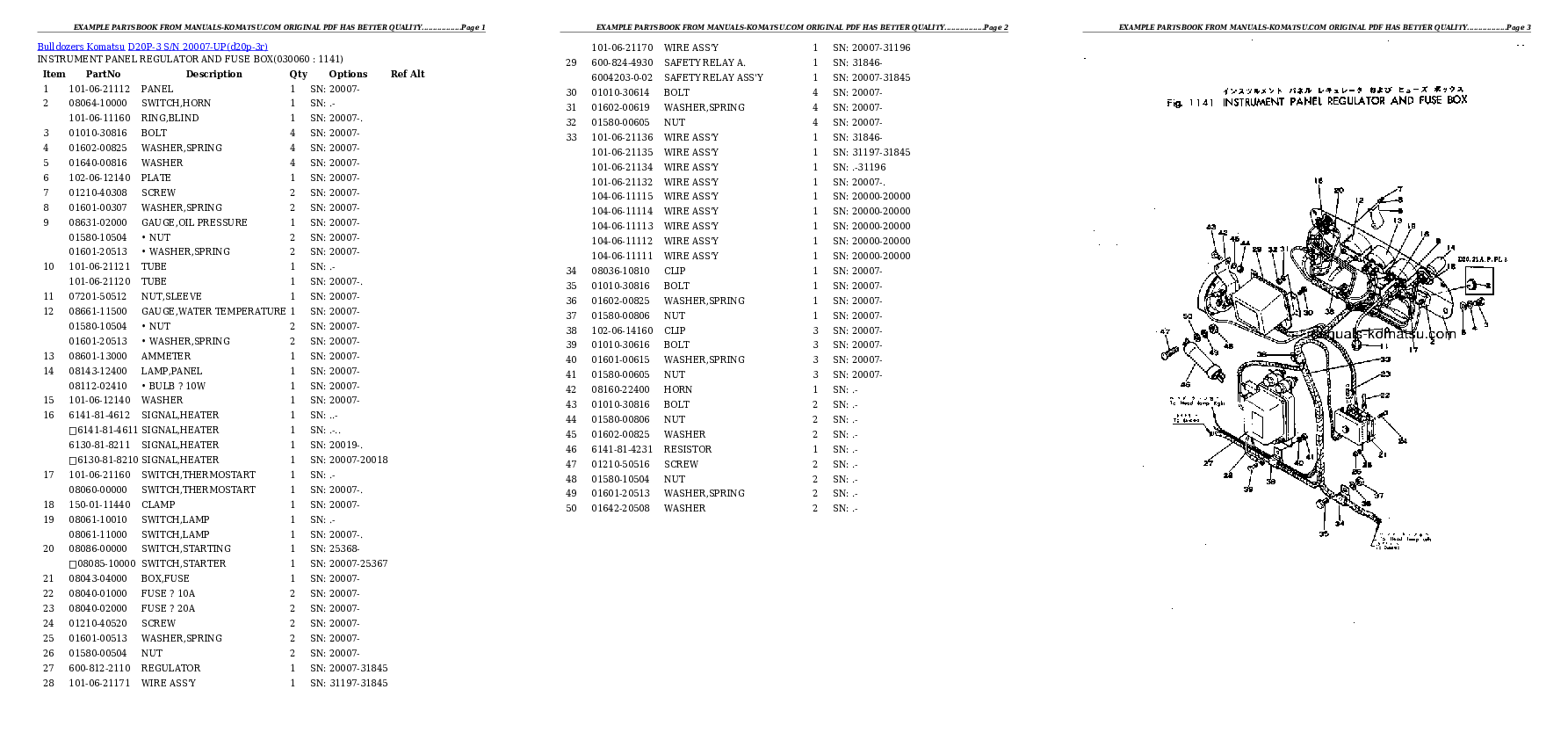 Protected: D20P-3 S/N 20007-UP Partsbook