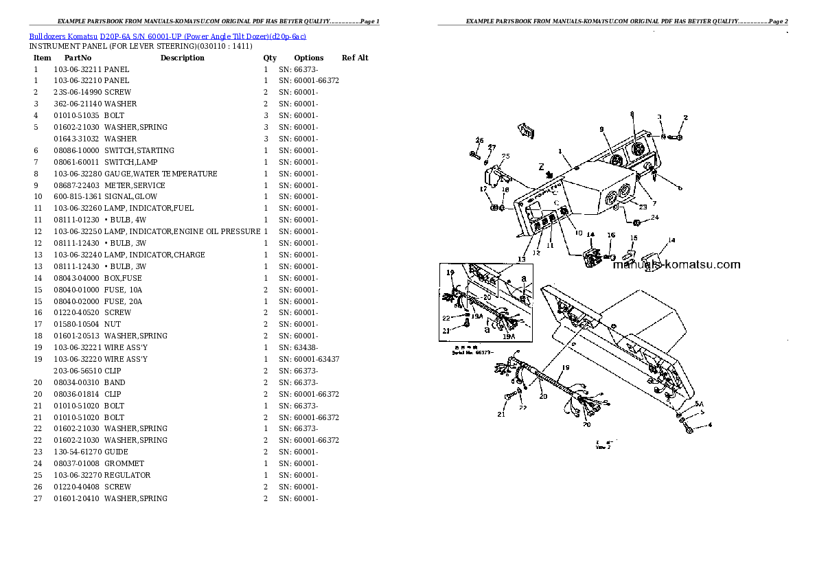 Protected: D20P-6A S/N 60001-UP (Power Angle Tilt Dozer) Partsbook