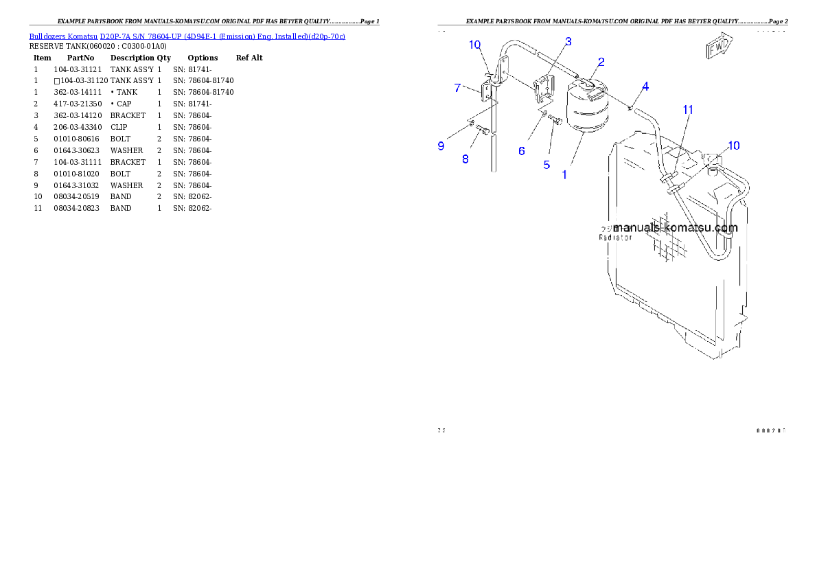 Protected: D20P-7A S/N 78604-UP (4D94E-1 (Emission) Eng. Installed) Partsbook
