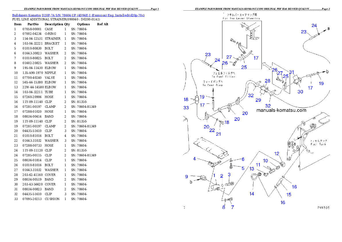 Protected: D20P-7A S/N 78604-UP (4D94E-1 (Emission) Eng. Installed) Partsbook