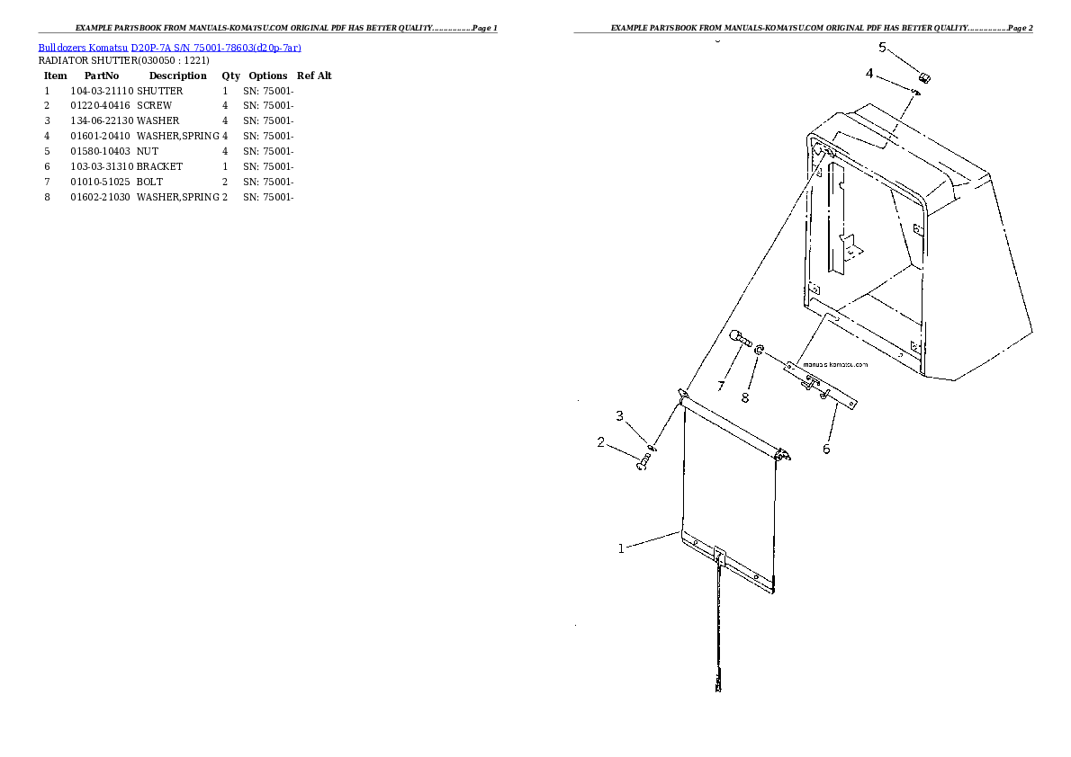 Protected: D20P-7A S/N 75001-78603 Partsbook