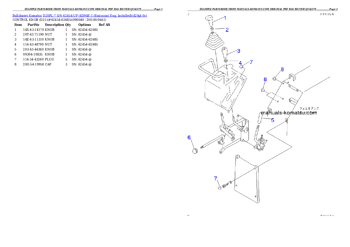 Protected: D20PL-7 S/N 62454-UP (4D94E-1 (Emission) Eng. Installed) Partsbook