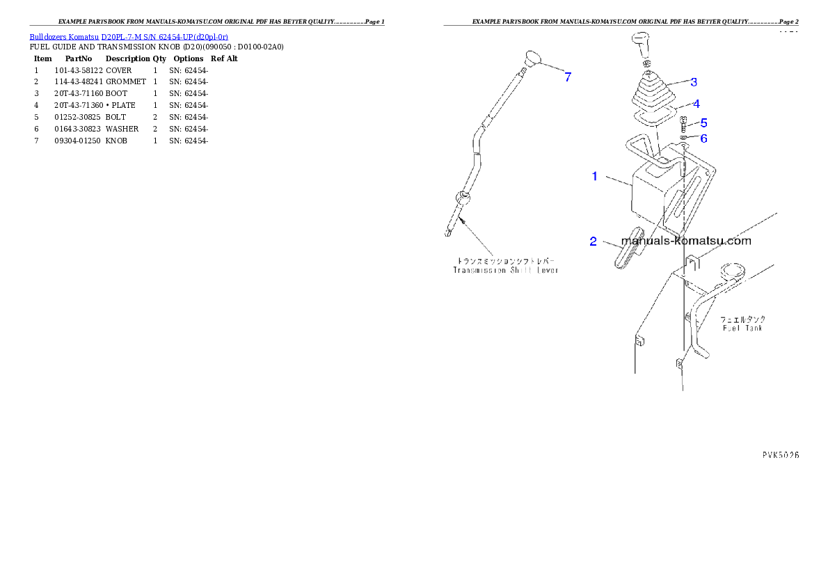 Protected: D20PL-7-M S/N 62454-UP Partsbook
