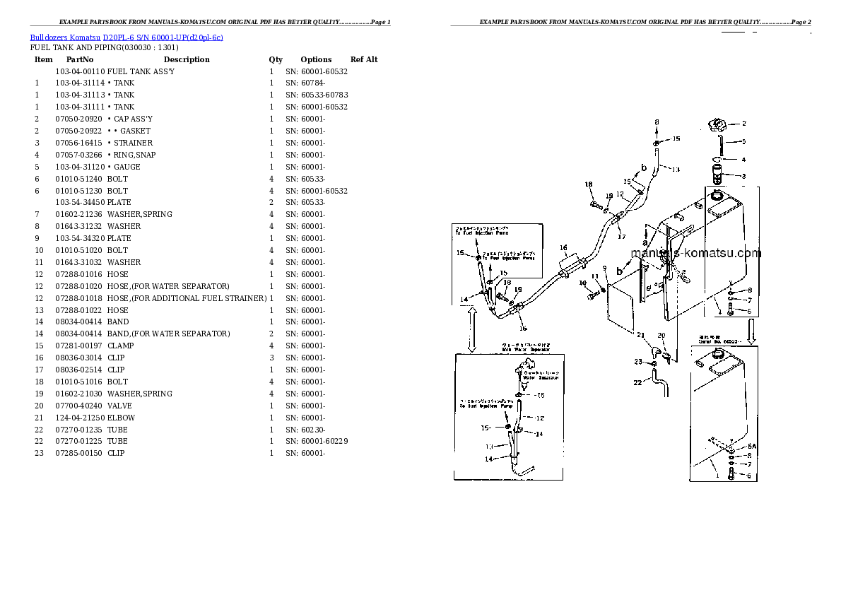 D20PL-6 S/N 60001-UP Partsbook