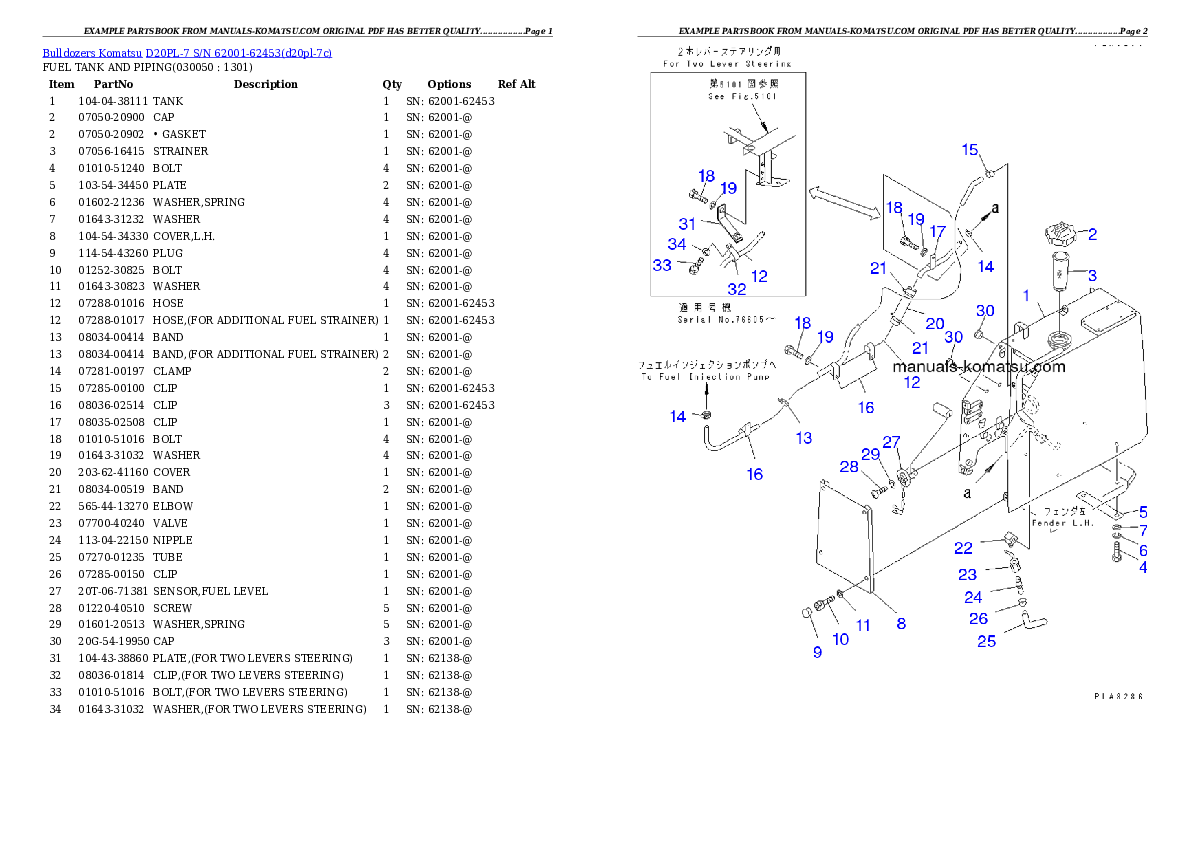 Protected: D20PL-7 S/N 62001-62453 Partsbook