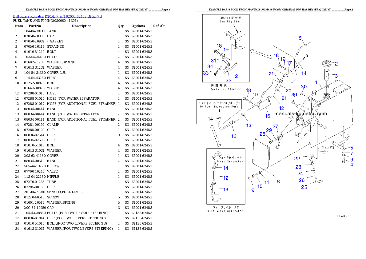 Protected: D20PL-7 S/N 62001-62453 Partsbook