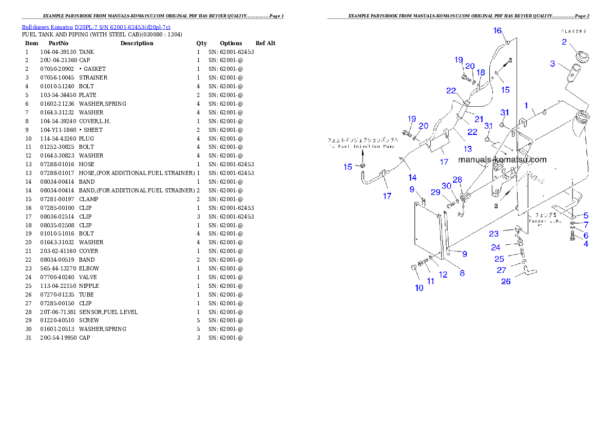 Protected: D20PL-7 S/N 62001-62453 Partsbook