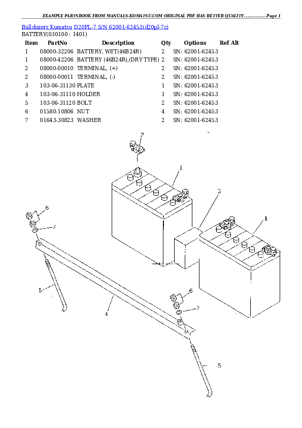 Protected: D20PL-7 S/N 62001-62453 Partsbook