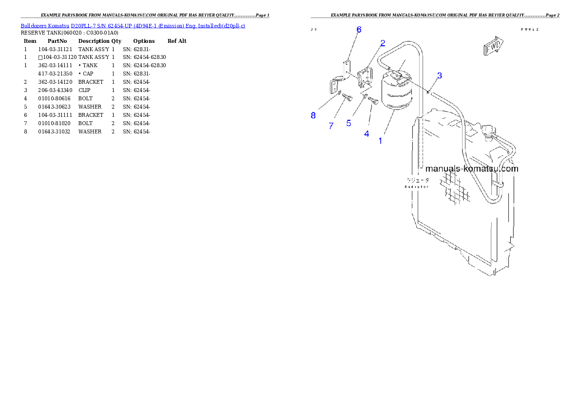 Protected: D20PLL-7 S/N 62454-UP (4D94E-1 (Emission) Eng. Installed) Partsbook