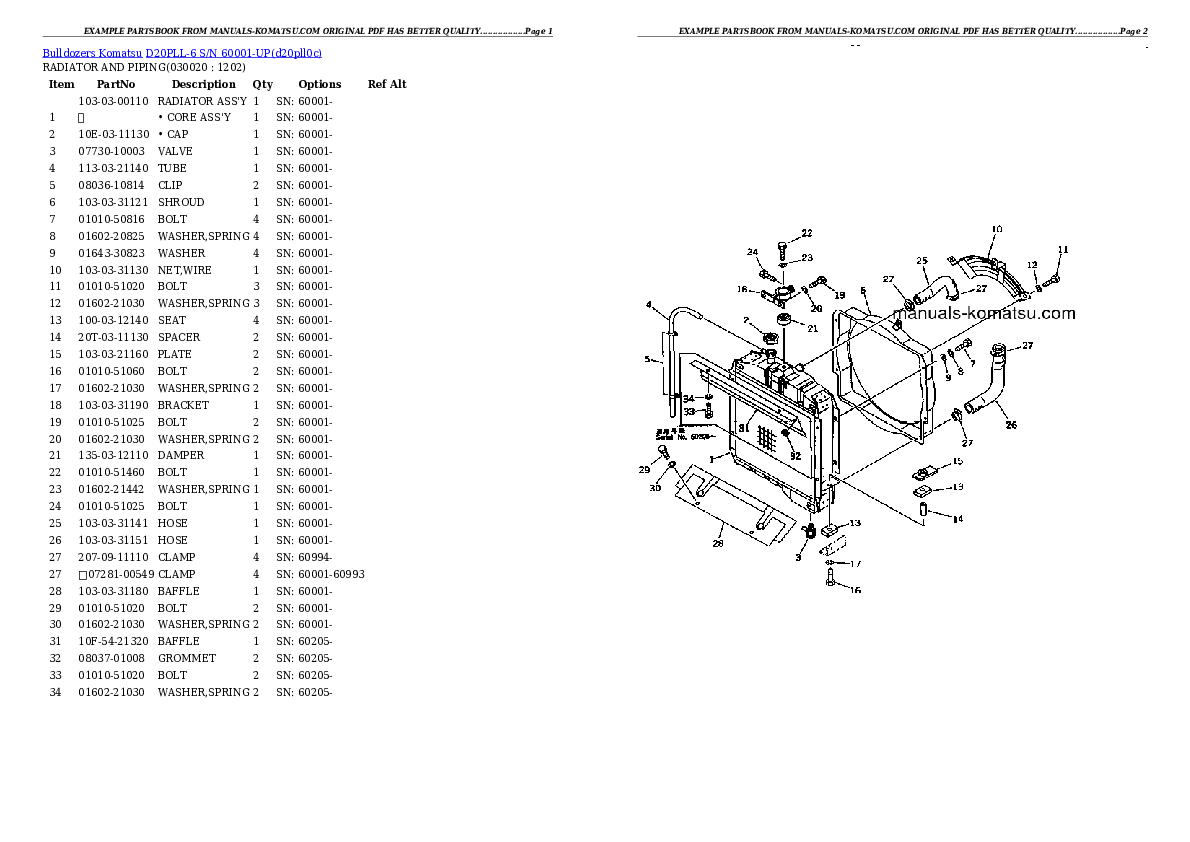 D20PLL-6 S/N 60001-UP Partsbook