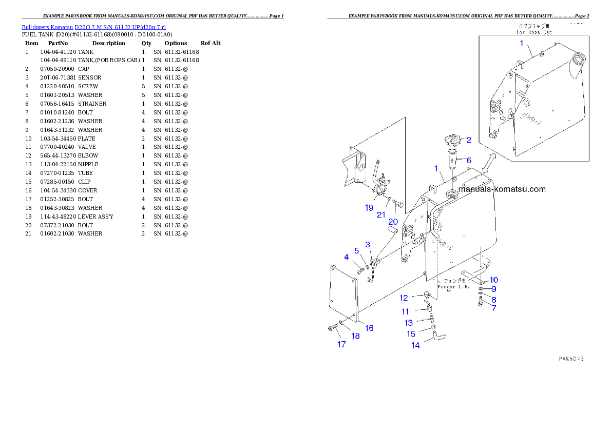 Protected: D20Q-7-M S/N 61132-UP Partsbook