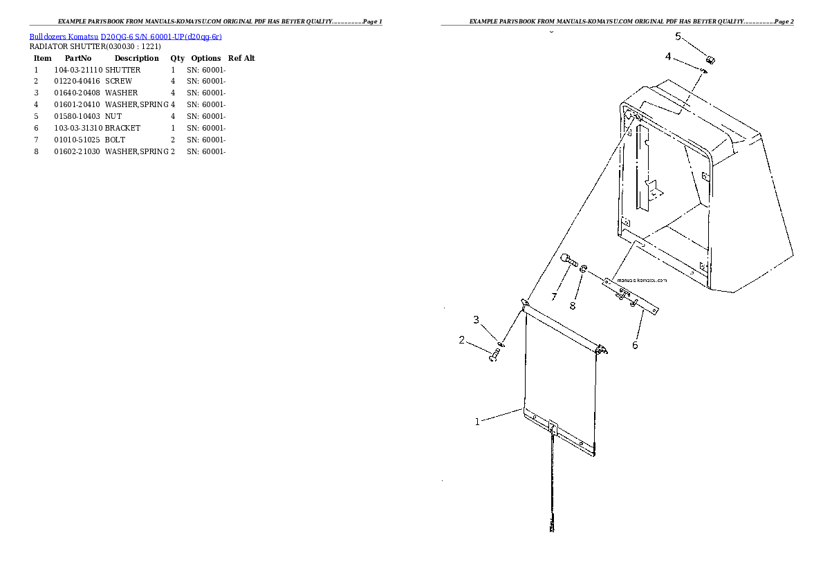 D20QG-6 S/N 60001-UP Partsbook
