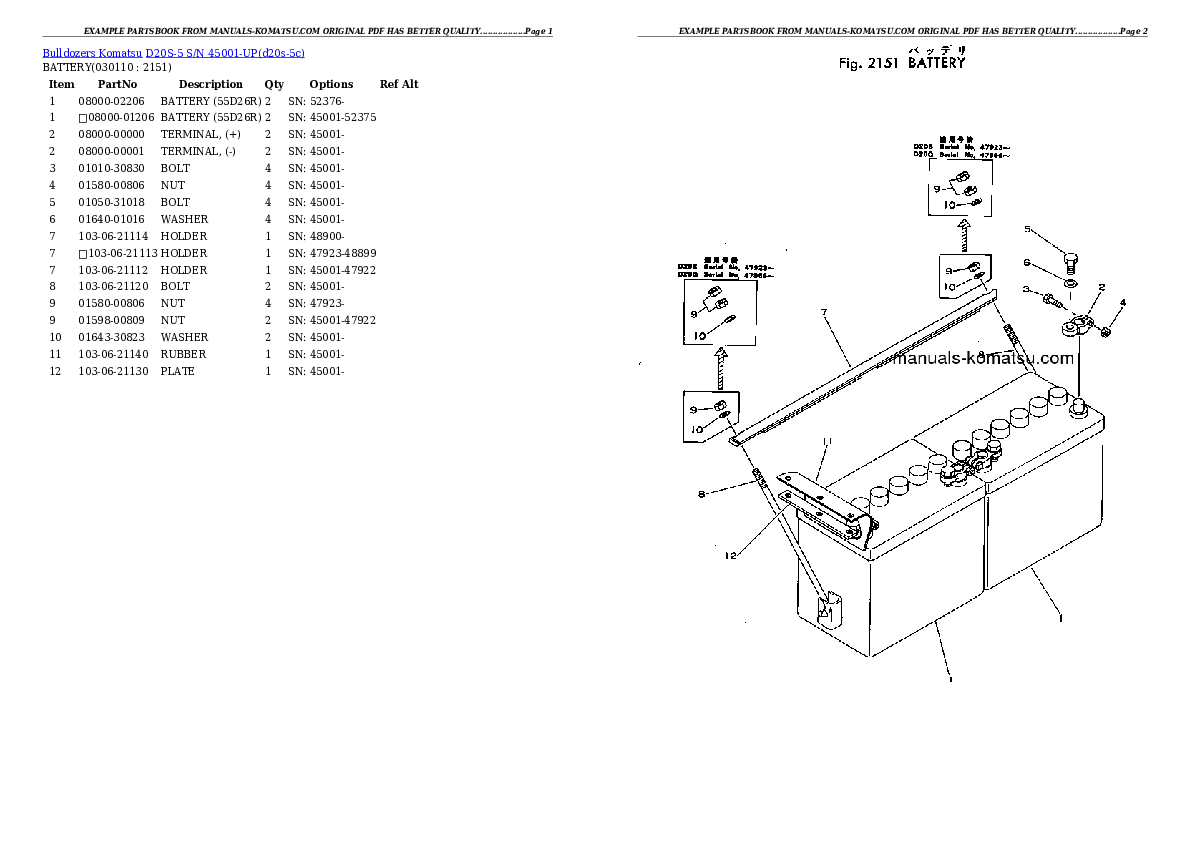 Protected: D20S-5 S/N 45001-UP Partsbook