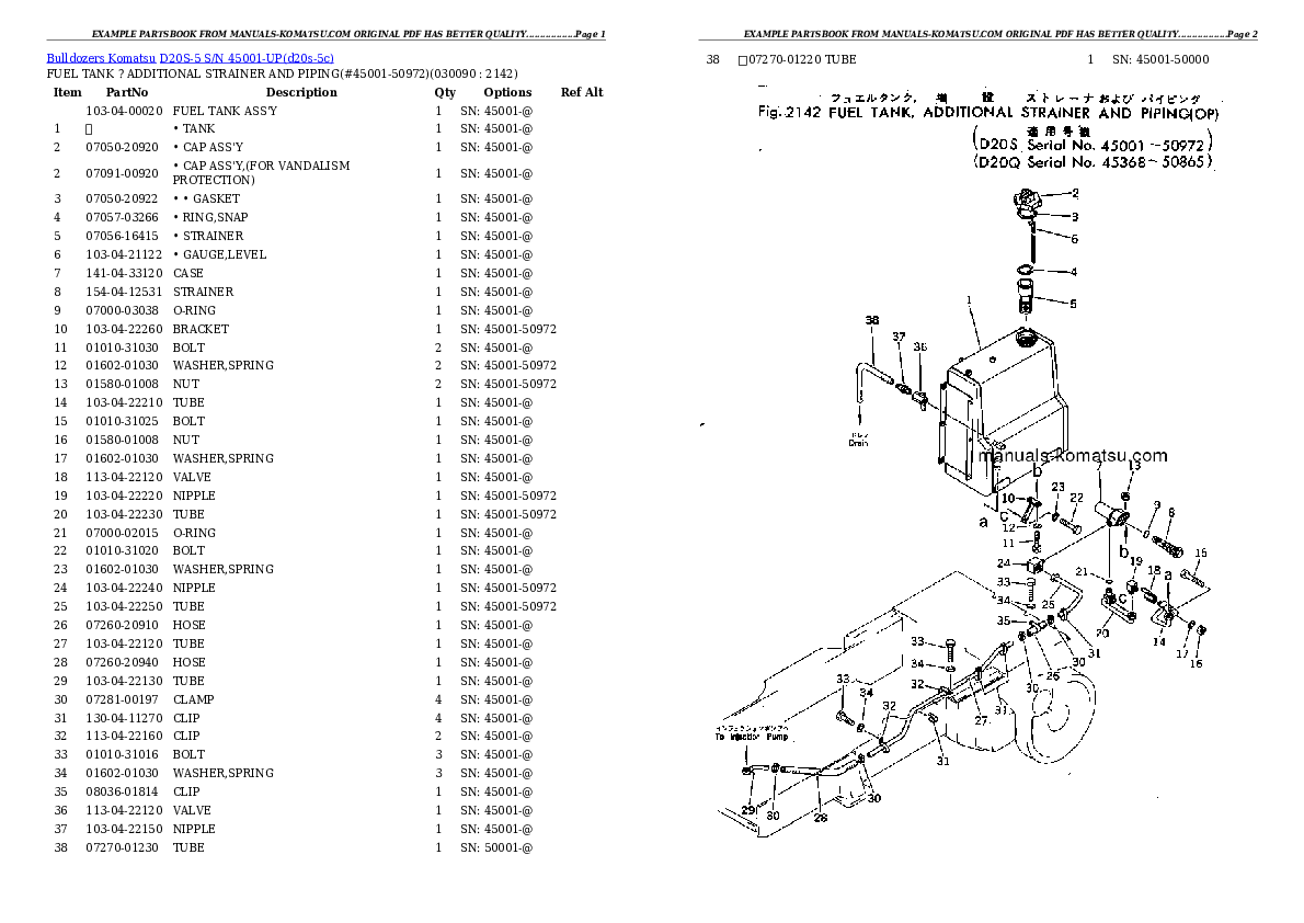 Protected: D20S-5 S/N 45001-UP Partsbook