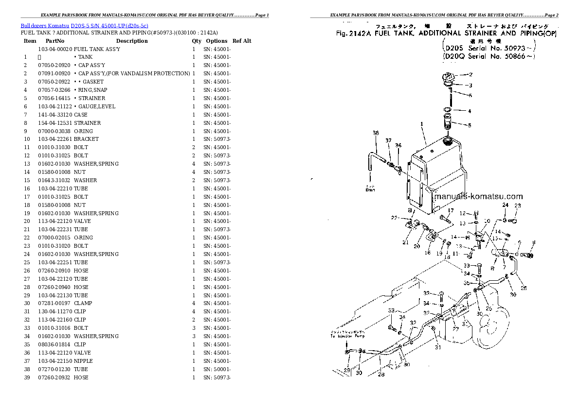Protected: D20S-5 S/N 45001-UP Partsbook