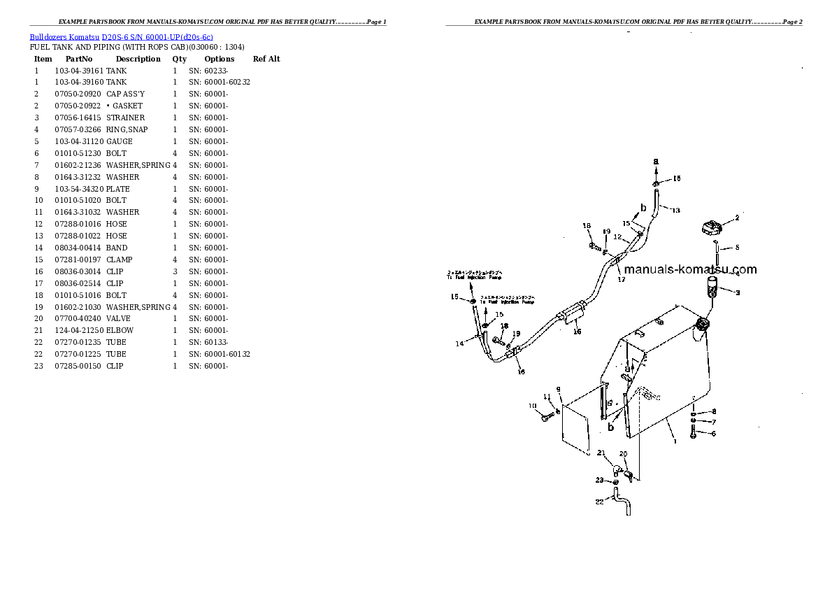 Protected: D20S-6 S/N 60001-UP Partsbook