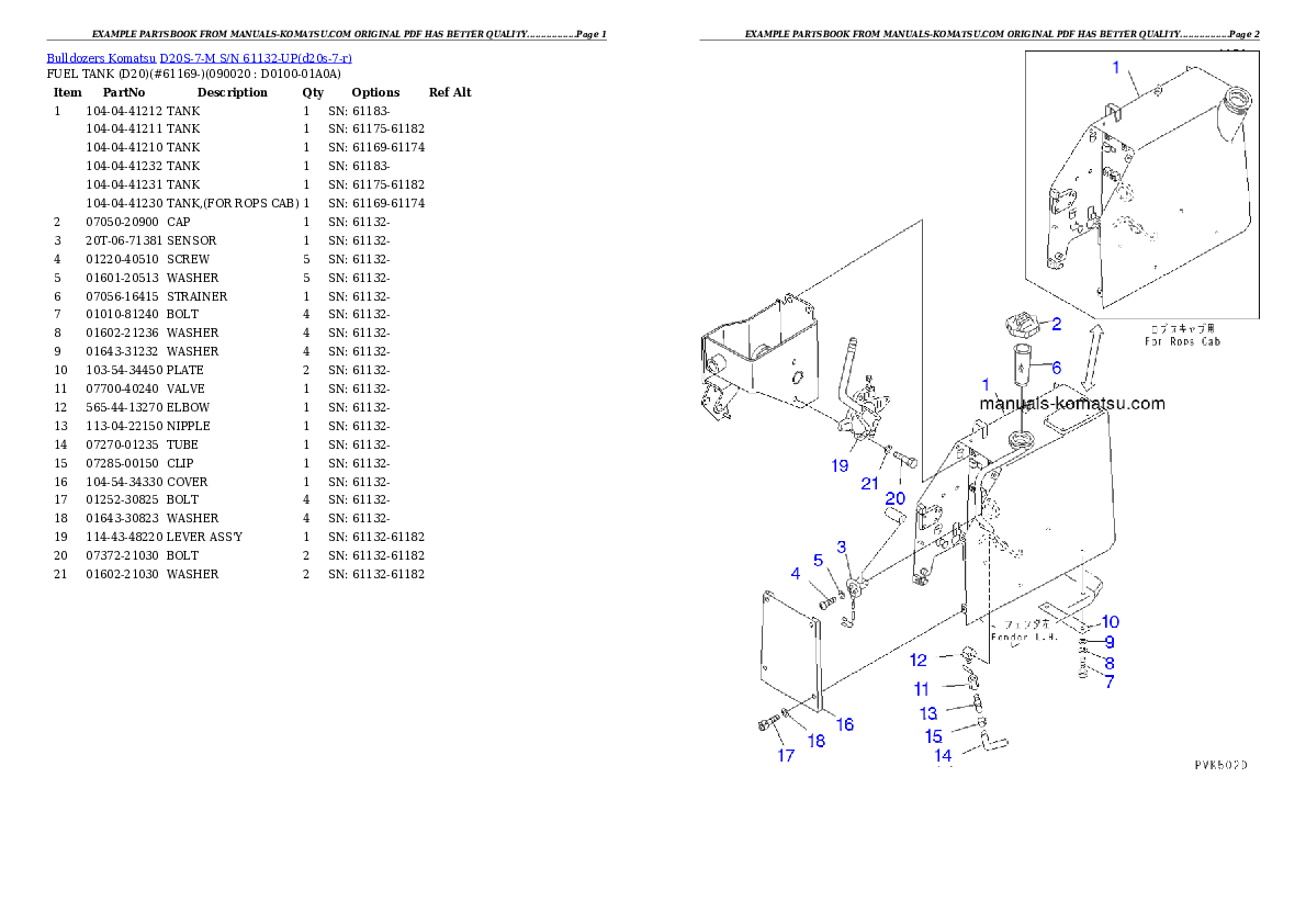 Protected: D20S-7-M S/N 61132-UP Partsbook
