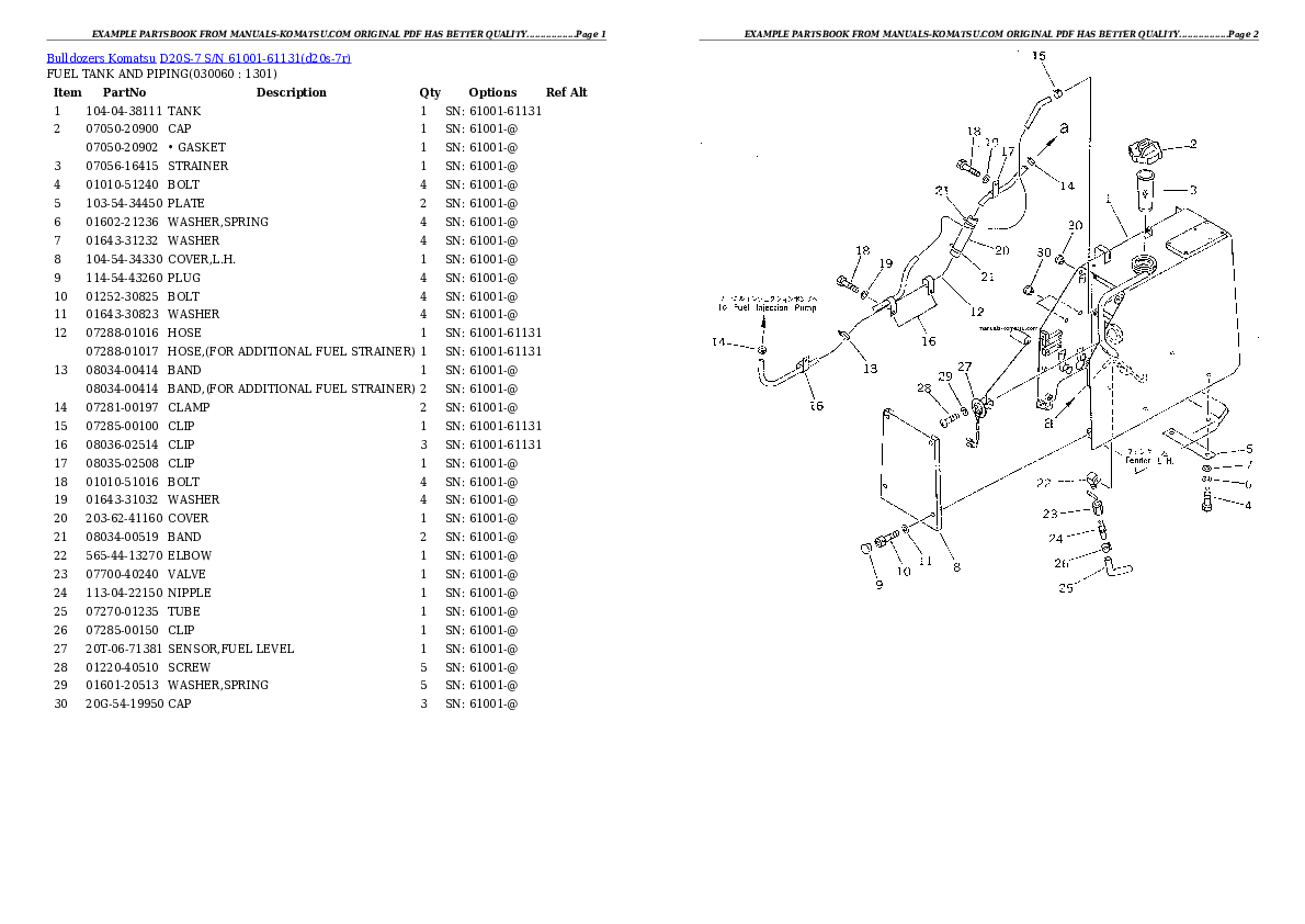 Protected: D20S-7 S/N 61001-61131 Partsbook