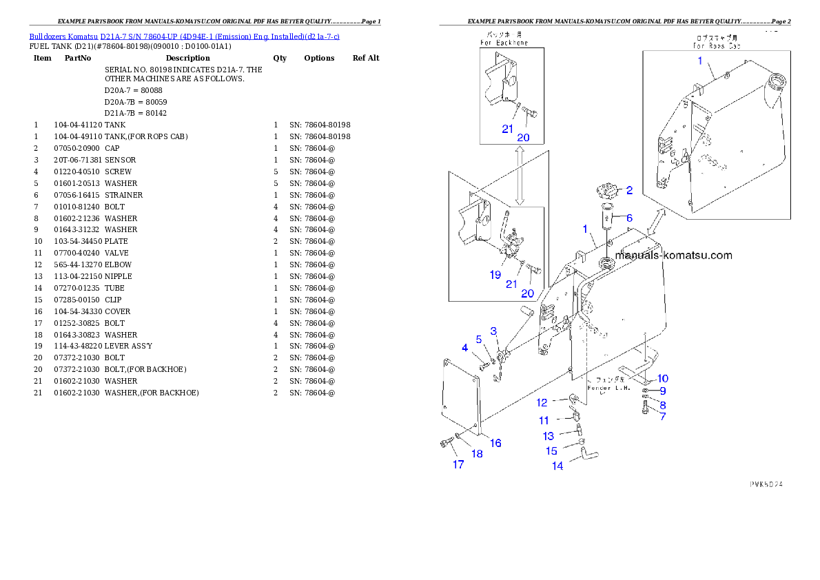 Protected: D21A-7 S/N 78604-UP (4D94E-1 (Emission) Eng. Installed) Partsbook