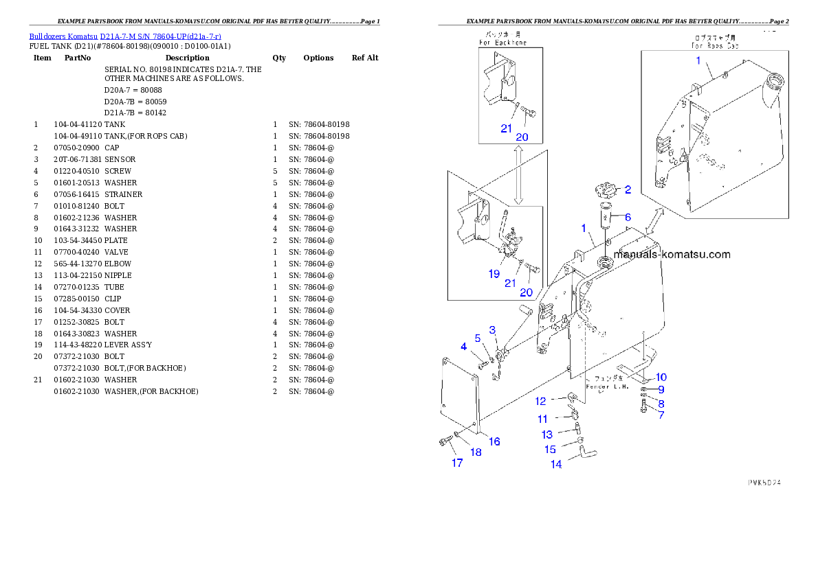 Protected: D21A-7-M S/N 78604-UP Partsbook