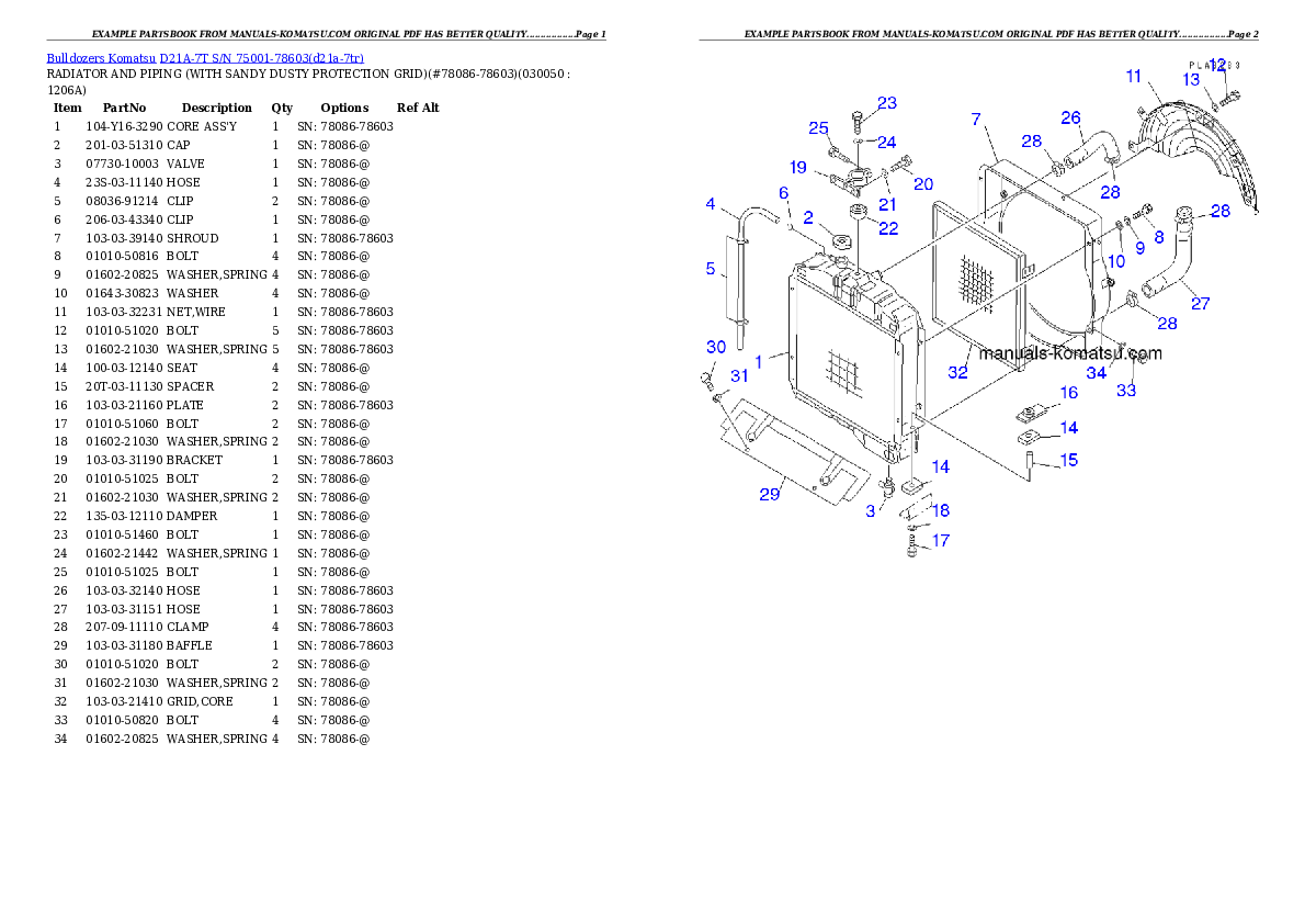 Protected: D21A-7T S/N 75001-78603 Partsbook