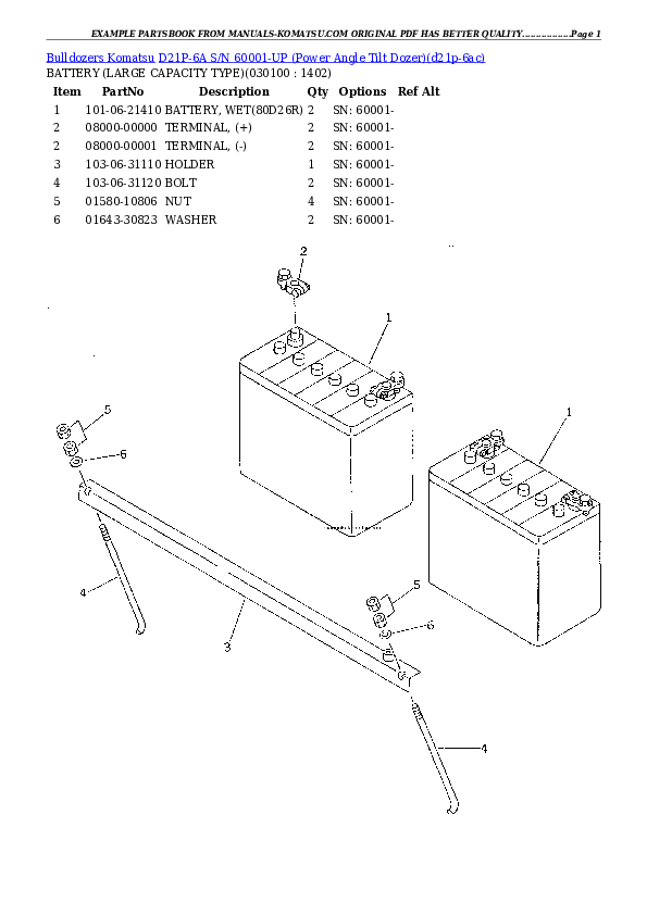 Protected: D21P-6A S/N 60001-UP (Power Angle Tilt Dozer) Partsbook
