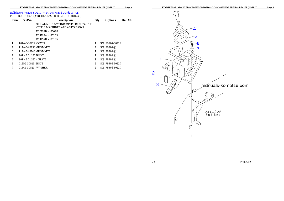 Protected: D21P-7A-M S/N 78604-UP Partsbook