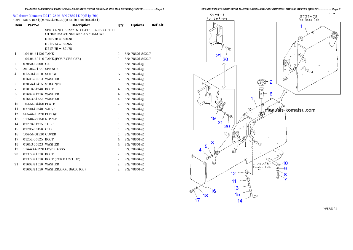 Protected: D21P-7A-M S/N 78604-UP Partsbook