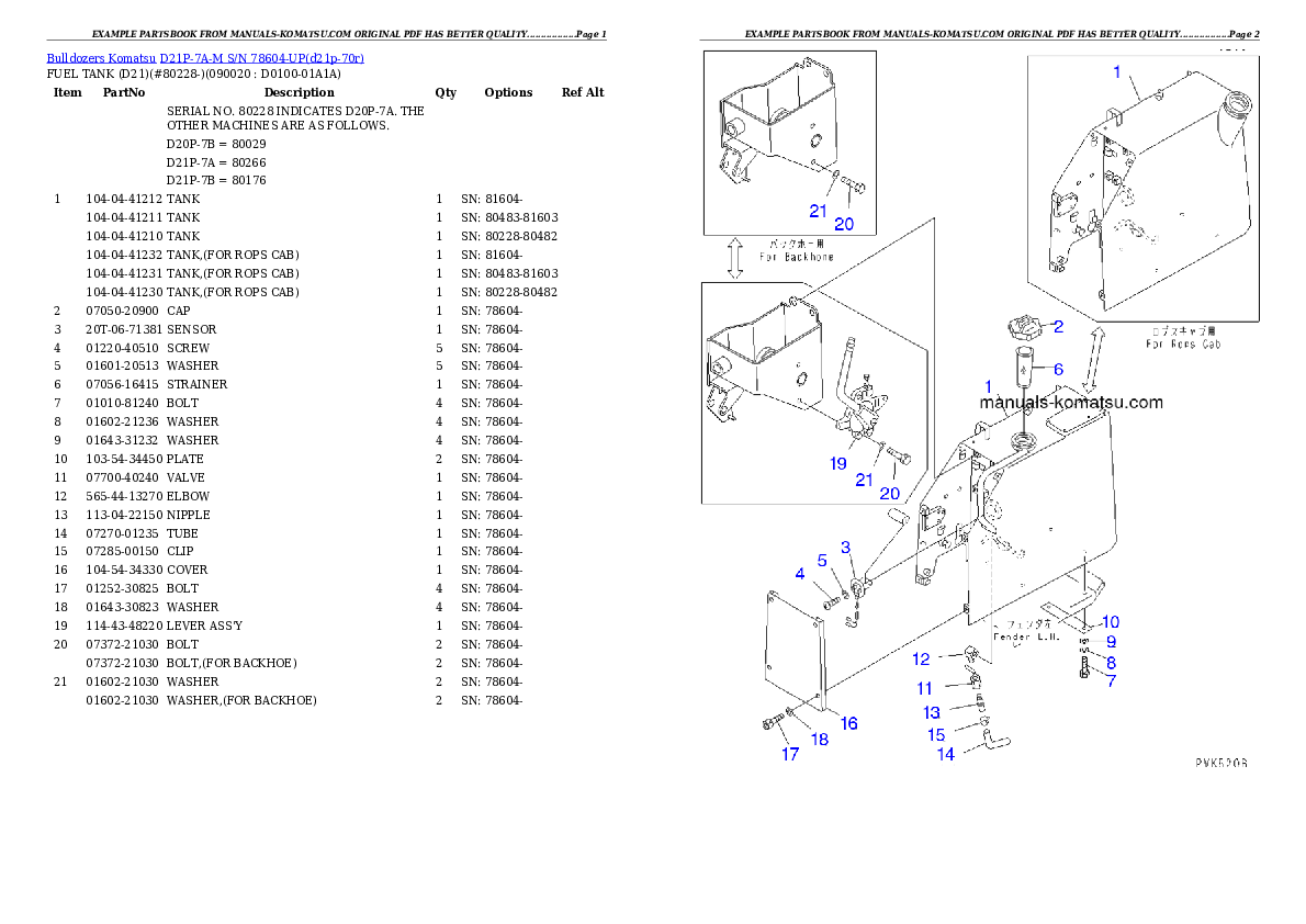 Protected: D21P-7A-M S/N 78604-UP Partsbook