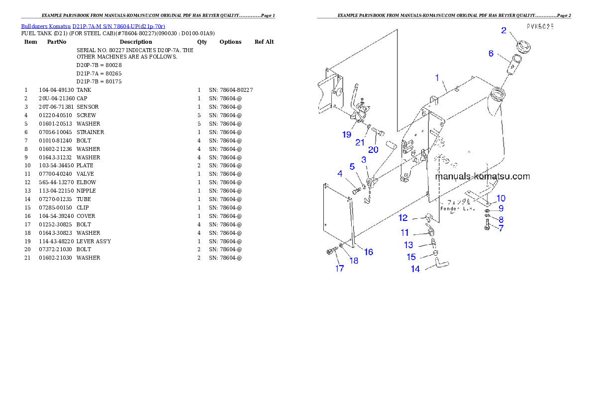 Protected: D21P-7A-M S/N 78604-UP Partsbook