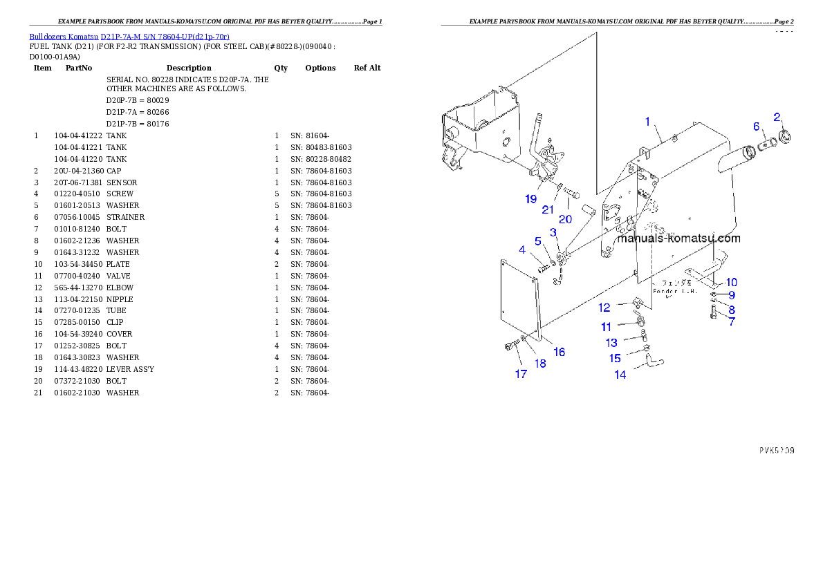 Protected: D21P-7A-M S/N 78604-UP Partsbook