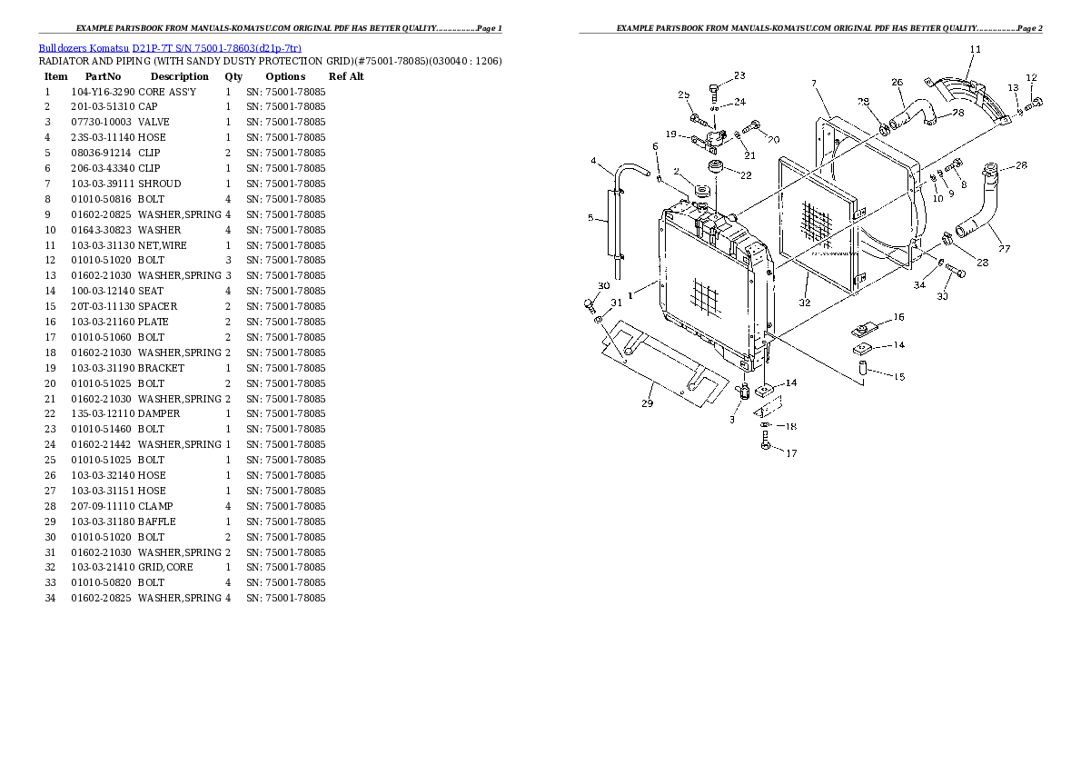 Protected: D21P-7T S/N 75001-78603 Partsbook