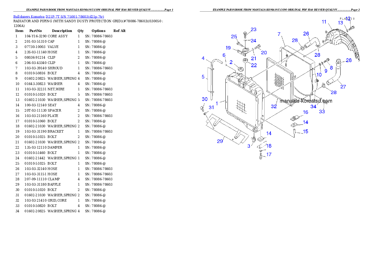 Protected: D21P-7T S/N 75001-78603 Partsbook