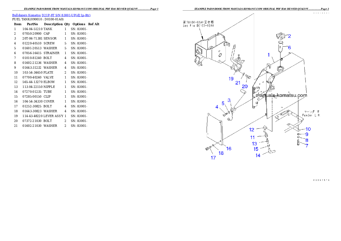 Protected: D21P-8T S/N 83001-UP Partsbook